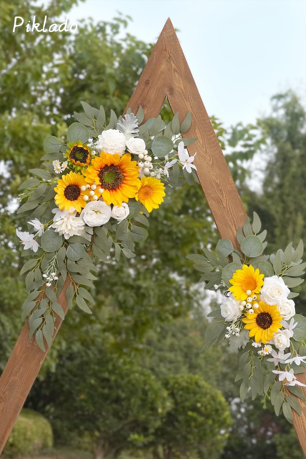 Faux Flower Swag Set of 2 for Wedding Welcome Signs Floral Swag Wedding Reception Ceremony Signs Decor (Sunflower & White)