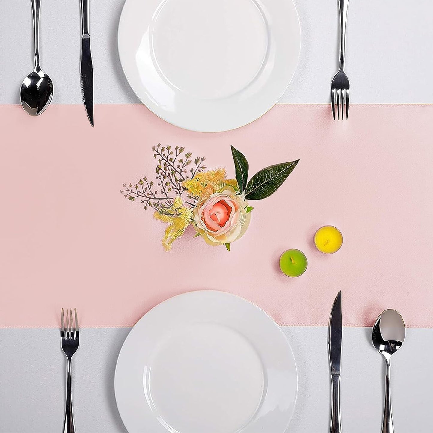 15-Pack Satin Table Runner Rose Gold 12 x 108 inches Long, Table Runners for Wedding, Birthday Parties, Banquets Decorations（15 Pack, 12x108 Inch, Rose Gold）