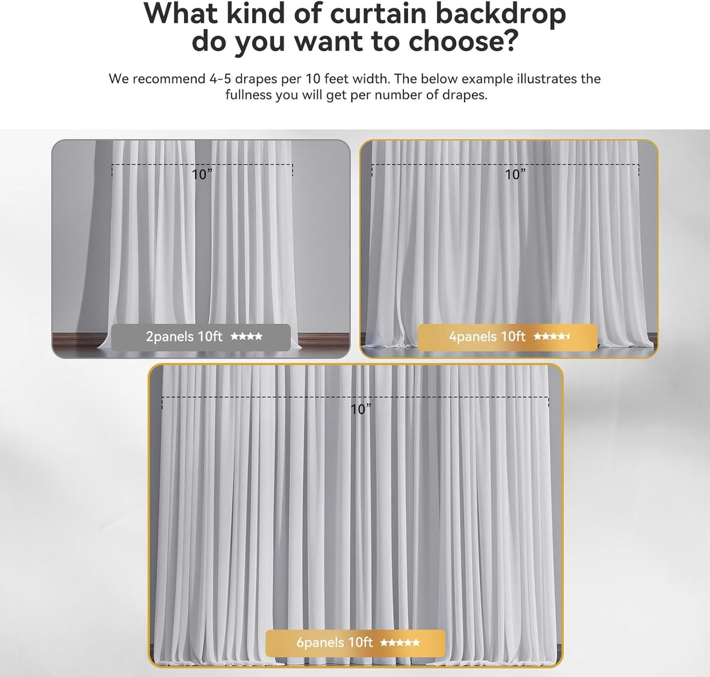 Ledido 10×10ft Tulle Backdrop Curtains with Lights String - 300LED Fairy Lights Sheer Curtain Backdrop for Weddings Baby Shower and Birthday Party Decorations(2 Panels 5×10ft)