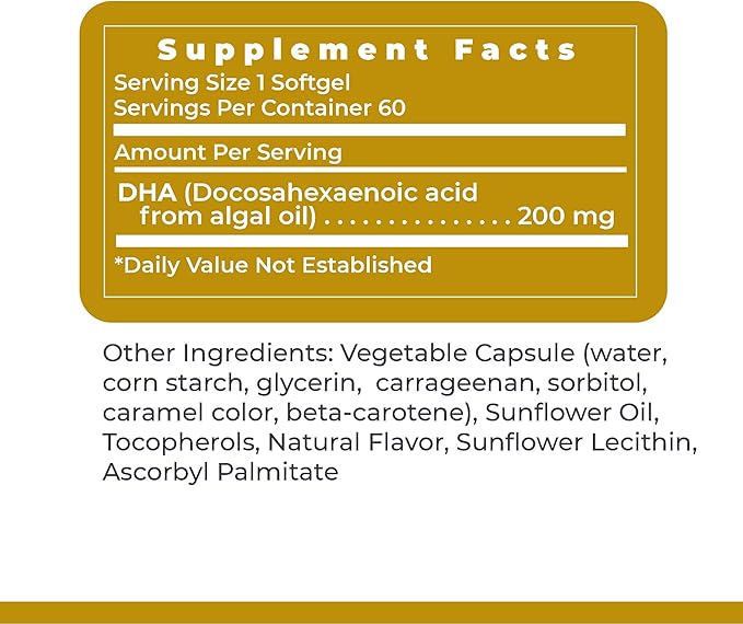 Premier Research Labs Premier DHA - Vegan DHA with Omega 3 Fatty Acids, Algae Based DHA for Women & Men, Natural DHA Supplement Suitable for Vegans- 60 Vegetarian Softgel Capsules