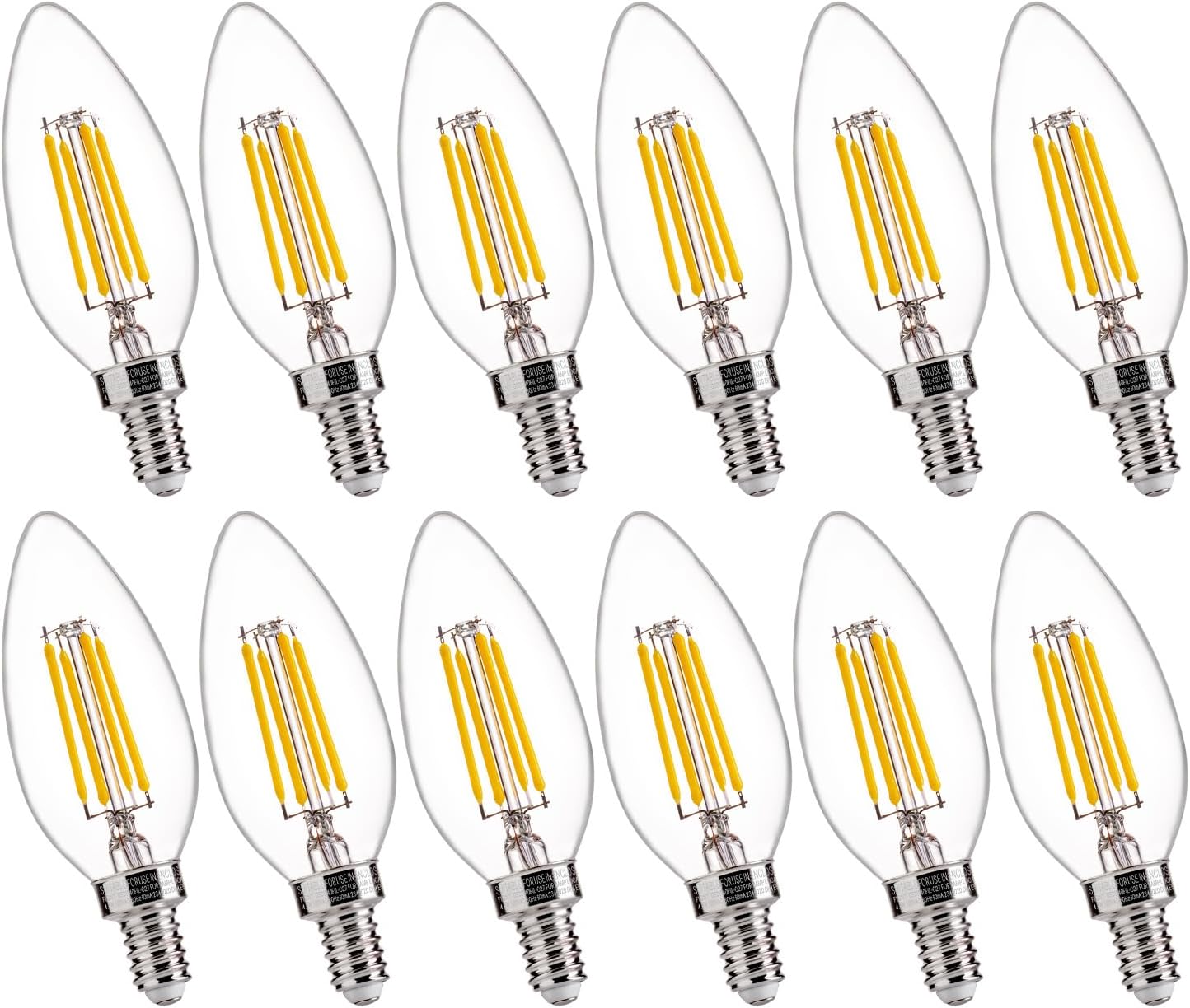 FLSNT 60W Equivalent LED Chandelier Light Bulbs, Dimmable LED B11 E12 Candelabra Base Bulbs, 3500K Natural White, 550LM, 12 Pack UL,CA65 Listed.