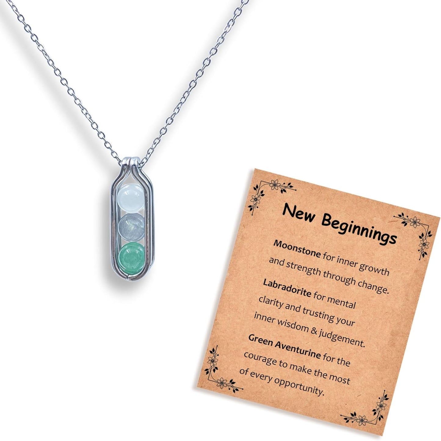 Natural Crystal Necklace Gift for New Beginnings, Crystals and Healing Stones Necklace for Anxiety Relief, Encourage Gift For Women, Mum, Natural Genuine Gemstone, Cheer Up