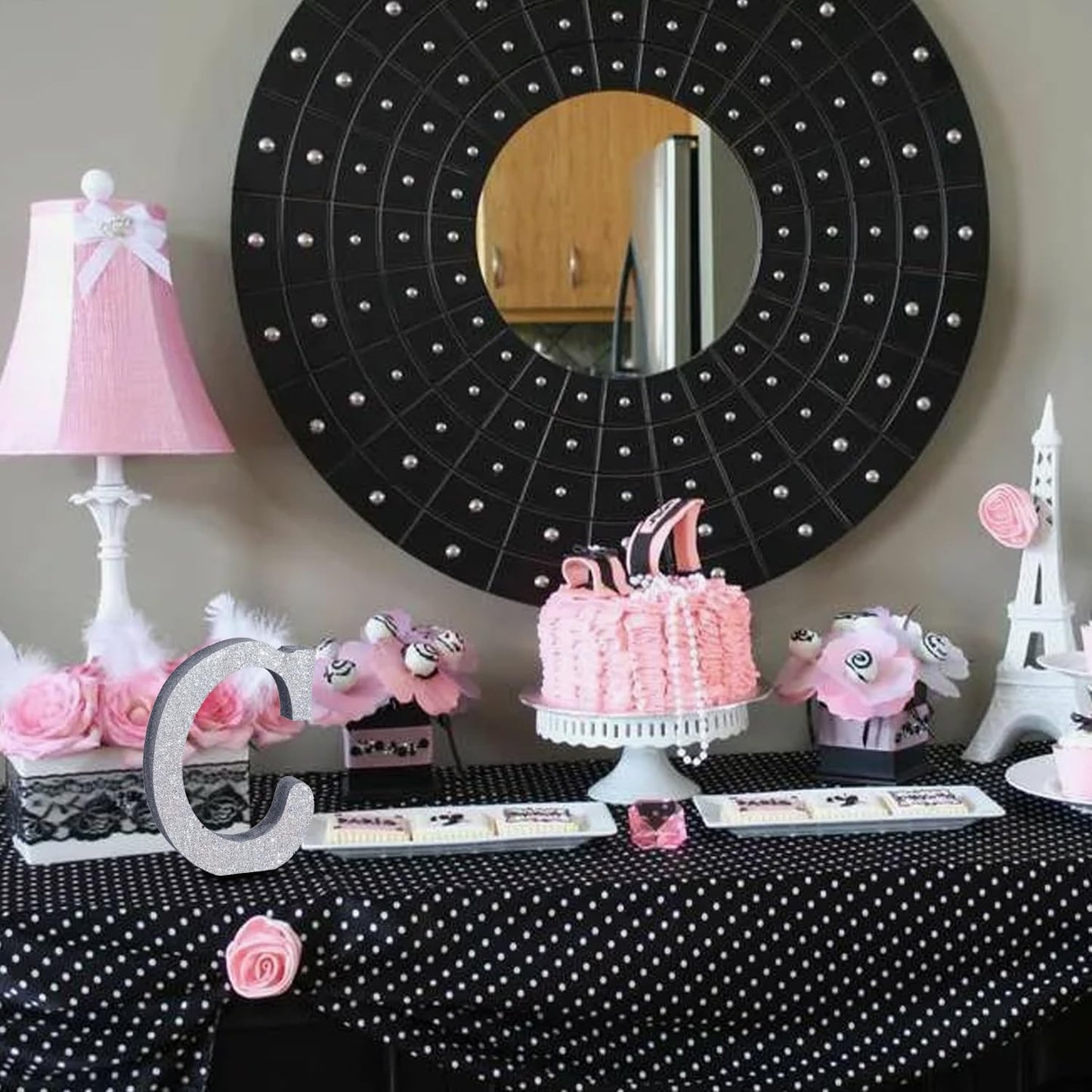 TONIFUL 8 Inch Silver Glitter Letter C Table Centerpiece A-Z Silver Birthday Party Decorations,Silver Alphabet C for Birthday,Chrismas,Graduation,Bridal Shower,Wedding,Anniversary Party Supplies