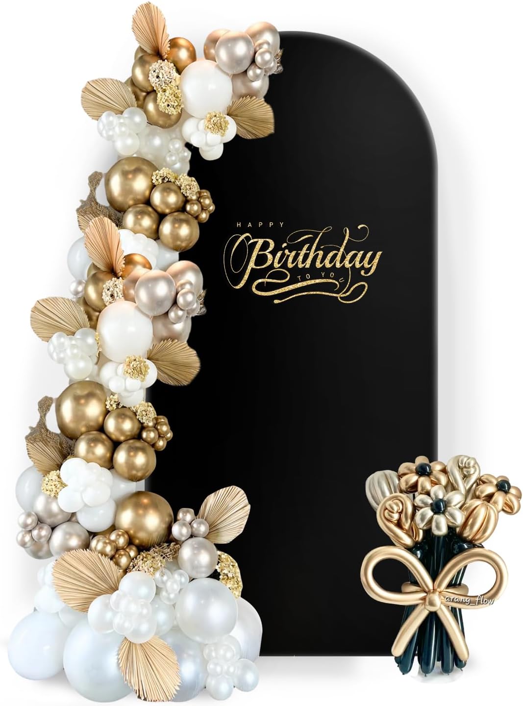 Hemmotop 6.6 ft Black Spandex Arch Cover (No Arch Stand), Spandex Arch Covers Stretchy Backdrop, Balloon Arched Cover 2-Sided, Arches for Backdrop for Wedding, Baby Shower Party Decoration