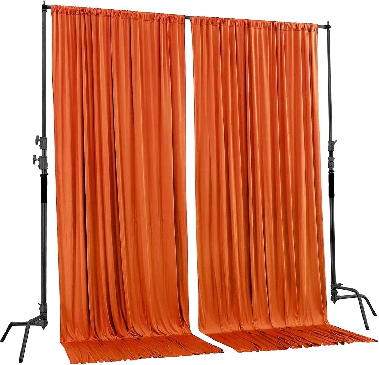 AK TRADING CO. 10 feet x 8 feet Polyester Backdrop Drapes Curtains Panels with Rod Pockets - Wedding Ceremony Party Home Window Decorations - Orange (DRAPE5X8-ORANGE) (Pack of 2)