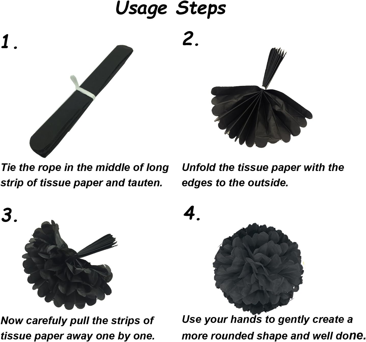 Hanging Paper Fan Set, Tissue Paper Pom Poms Flower Fan and Honeycomb Balls for Birthday Baby Shower Wedding Festival Decorations - Red Black and White