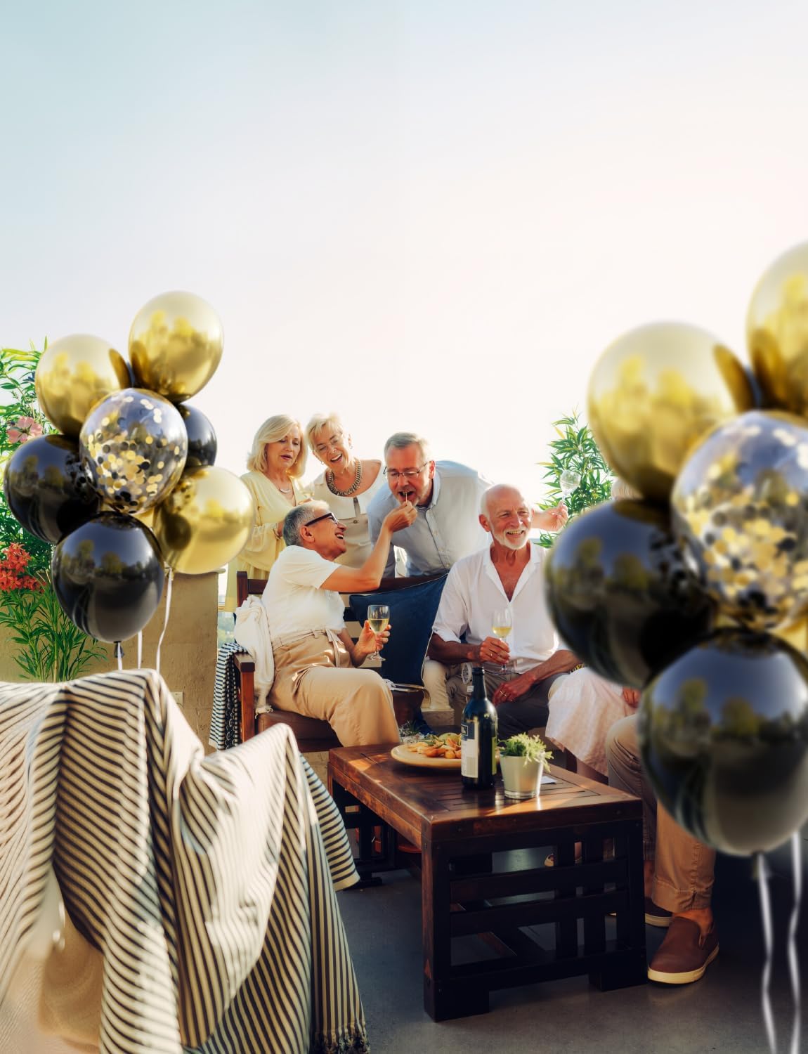 Black and Gold Balloons - 50PCS 12 Inch Metallic Gold Balloons Confetti Balloon Thickened Latex Balloon for Birthday Retirement Anniversary Wedding Party Decorations Supplies