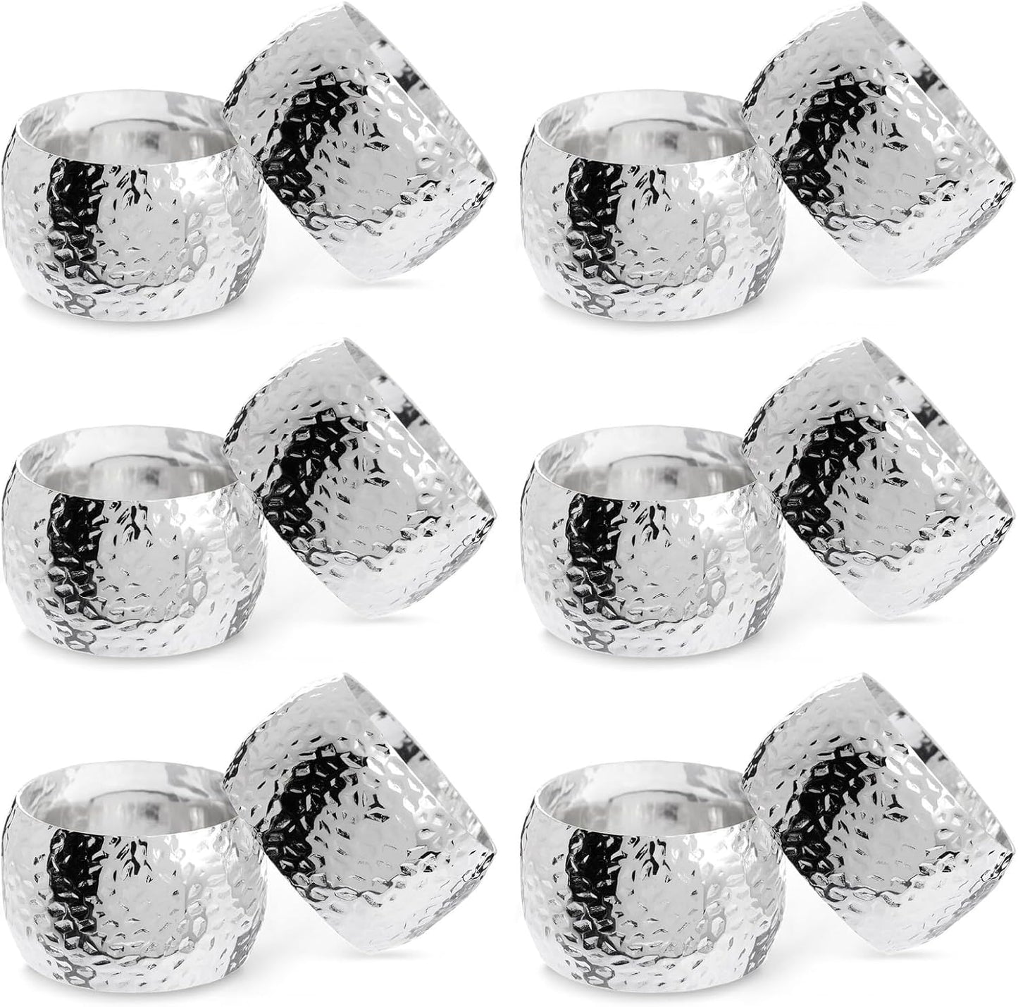 Farmlyn Creek Silver Napkin Rings Set of 12-1.8 in Round Polished Zinc, Bulk Napkin Ring Holders for Cloth & Paper - Table Decor for Weddings & Parties
