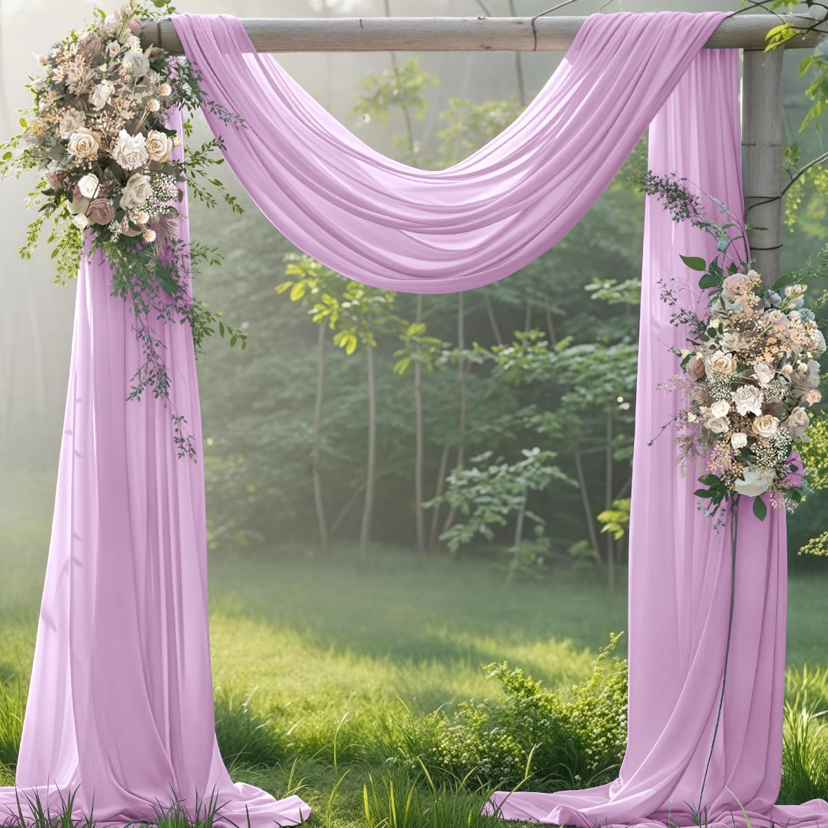 Lilac Wedding Arch Draping Fabric 1 Panel 29" × 20FT Sheer Drapes Outdoor Curtain for Wedding Ceremony Baby Bridal Shower Arch Ceiling Backdrop Decor