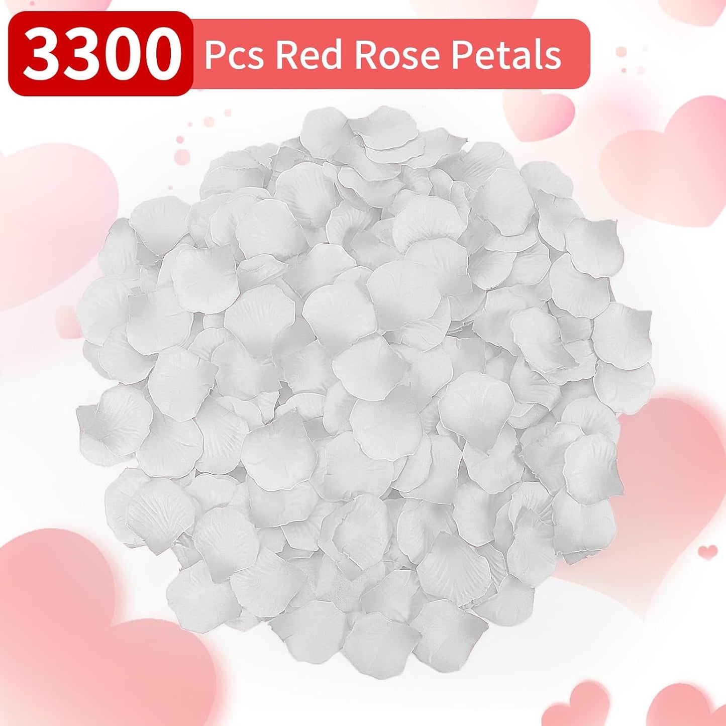 3300 PCS Artificial Fake Rose Petals,Flower Petals,Romantic Nightfor Her/Him Set,Wedding, Engagement, Party, in Bulk Flower Decorations（White）