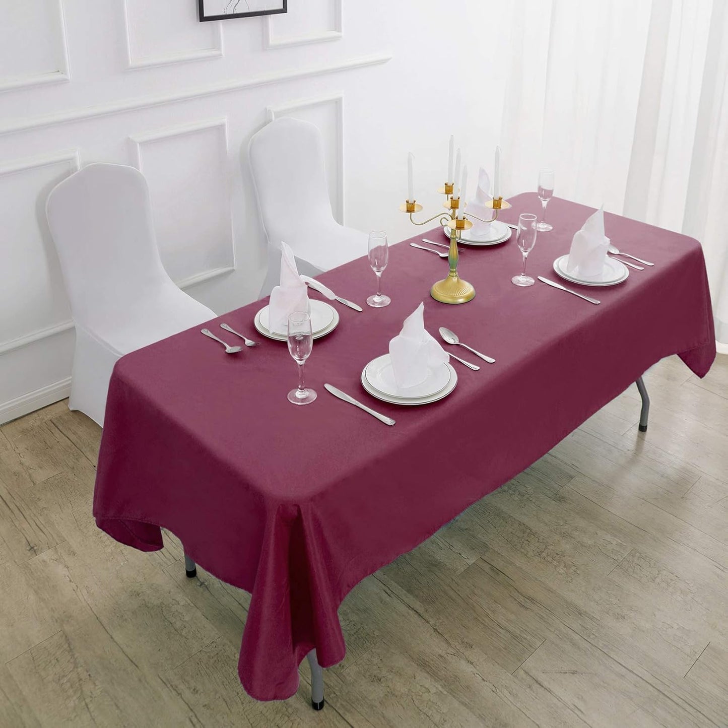 Rectangle Tablecloth 60x102 inch Washable Polyester Fabric Table Cloth for Wedding Party Dining Banquet Decoration（60x102, Burgundy）