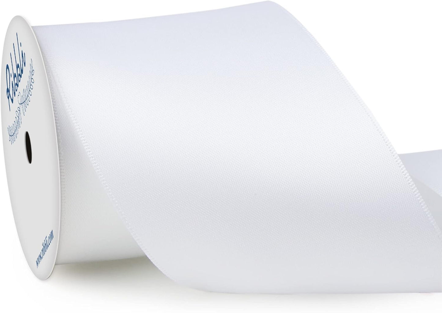 Ribbli White Double Faced Satin Ribbon, 3” x Continuous 10 Yards,Use for Bows Bouquet,Gift Wrapping,Floral Arrangement,Wedding Decoration