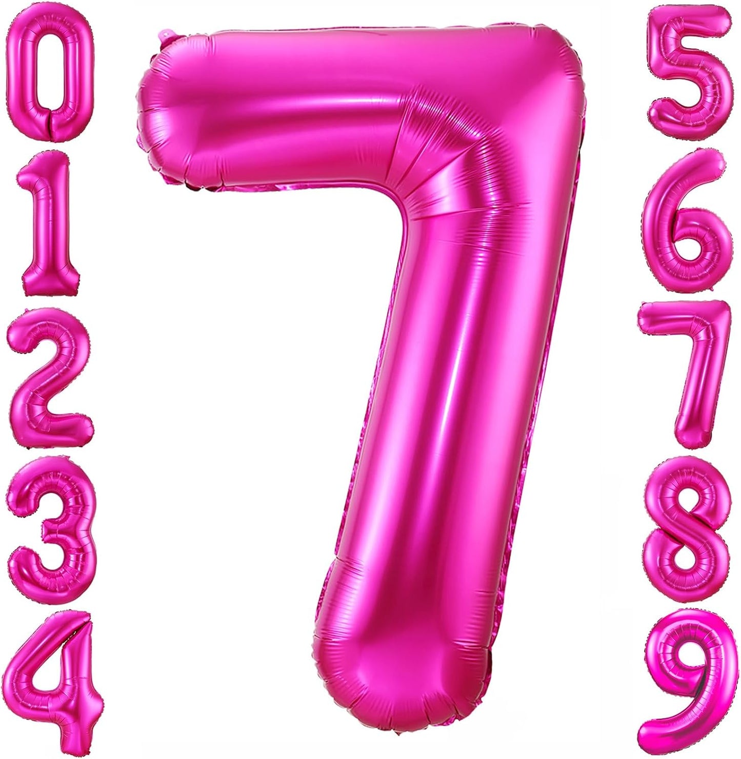 Hot Pink 7 Balloon,40 Inch Number 7 Balloon,7 Birthday Balloon Decorations, Foil Mylar Helium 7 Balloon Number for Birthday Party Decorations