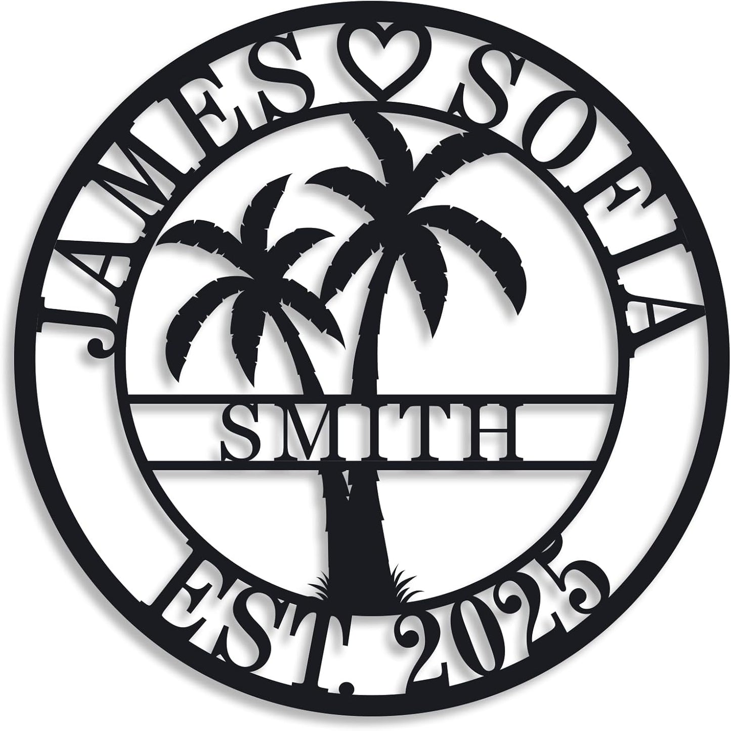 Personalized Metal Palm Tree Sign, Custom Signs Outdoor Palm Tree, Personalized Palm Tree Sign, Metal Palm Anniversary Gift, Palm Tree Metal Wall Art, Custom Metal Sign with Palm Tree