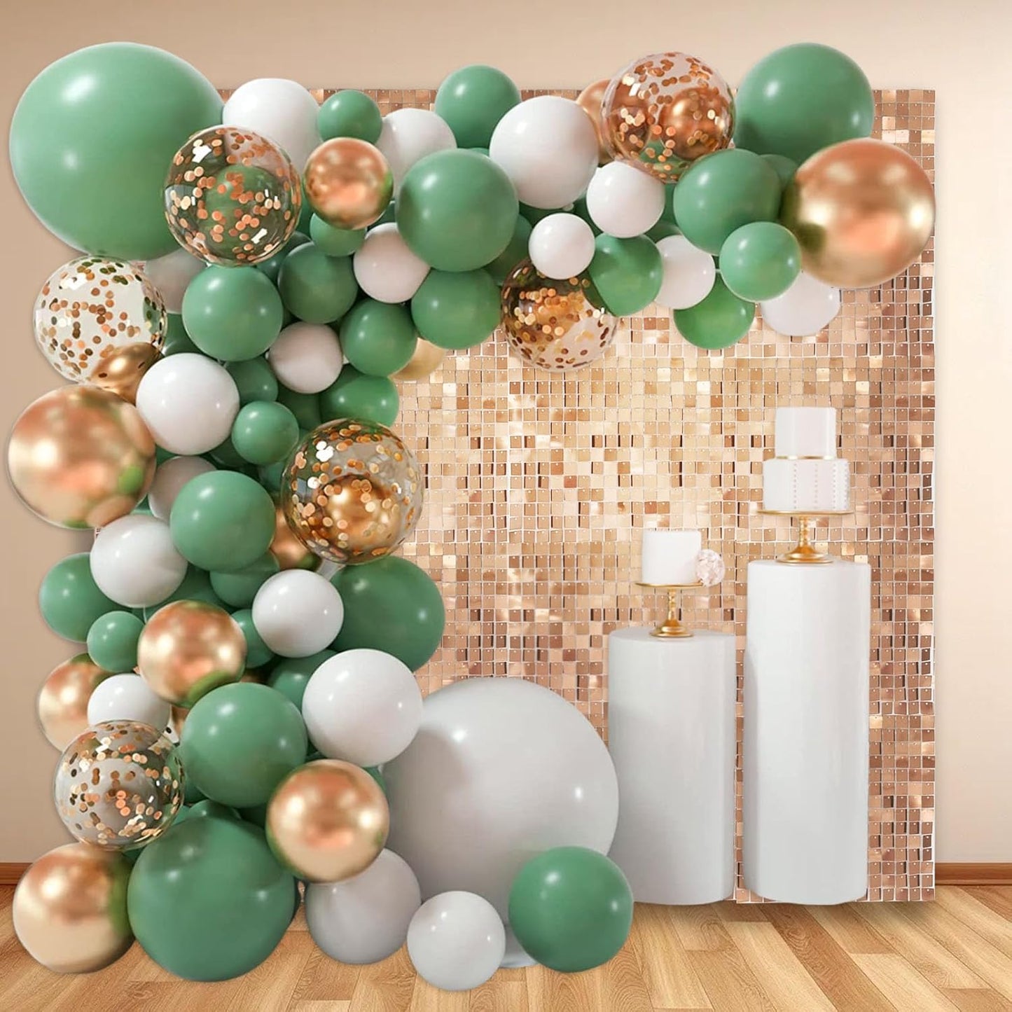 12PCS Champagne Shimmer Wall Backdrop, Square Sequin Photo Backdrops Panel, Glitter Wall Background for Birthdays, Weddings, Christmas, Engagements, Disco Bachelorette Party Decoration (3FTx4FT)