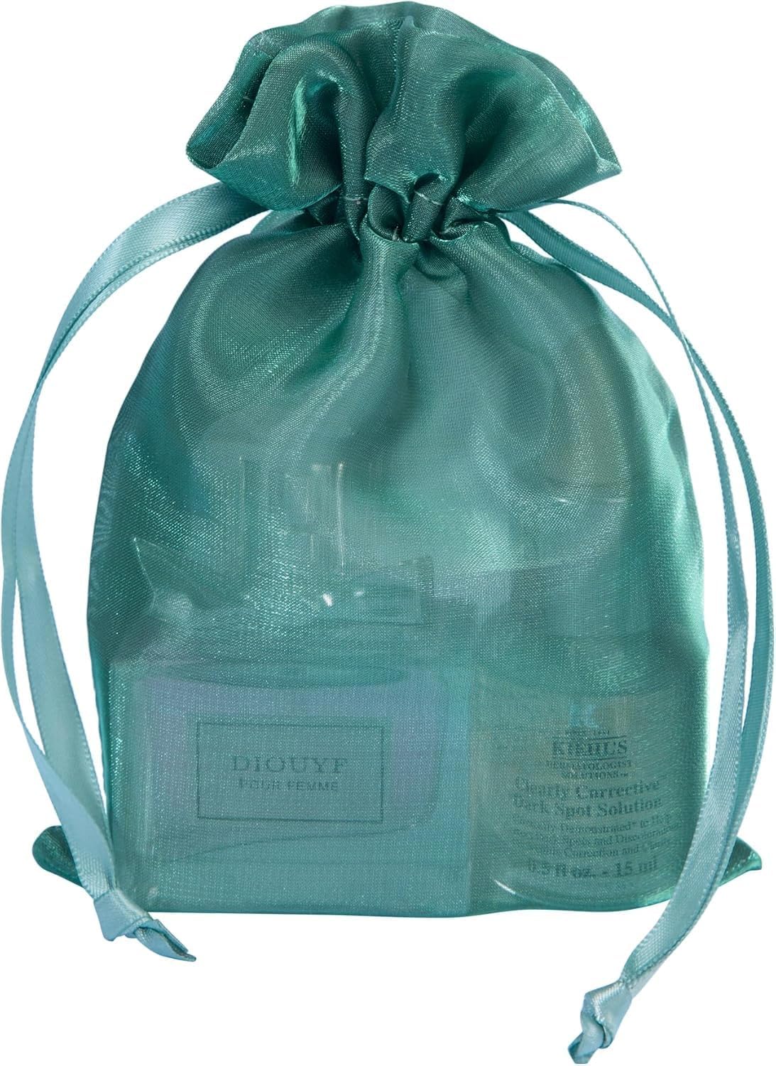 QIANF 20 Pcs Dark Green Small Organza Bags 4X6 inch for Wedding Favors with Drawstring, Mini Mesh Gift Bags Jewelry Pouch for Candy Bridal Shower Party Favor Baby Shower Christmas