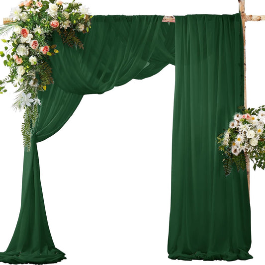 SiinvdaBZX 2 Panels Wedding Arch Draping Fabric 30" x 240" Emerald Green Polyester Chiffon Fabric for Multiple Occasions