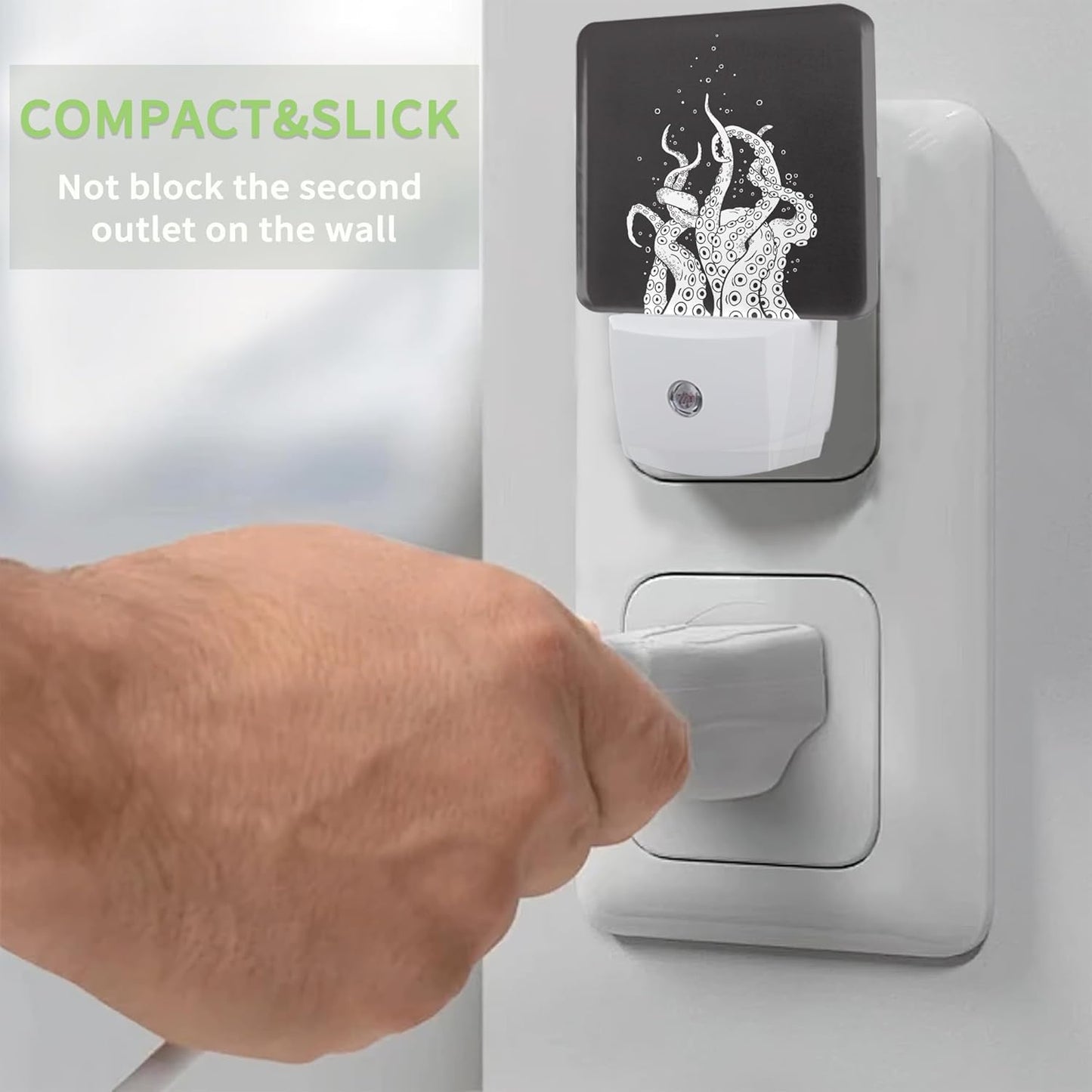 Black Octopus Night Light, Night Light Plug into Wall with Dusk to Dawn Sensor, LED Lamp Energy Saving Lights for Men Women Boys Girls,Lamp for Bedroom Bathroom Hallway