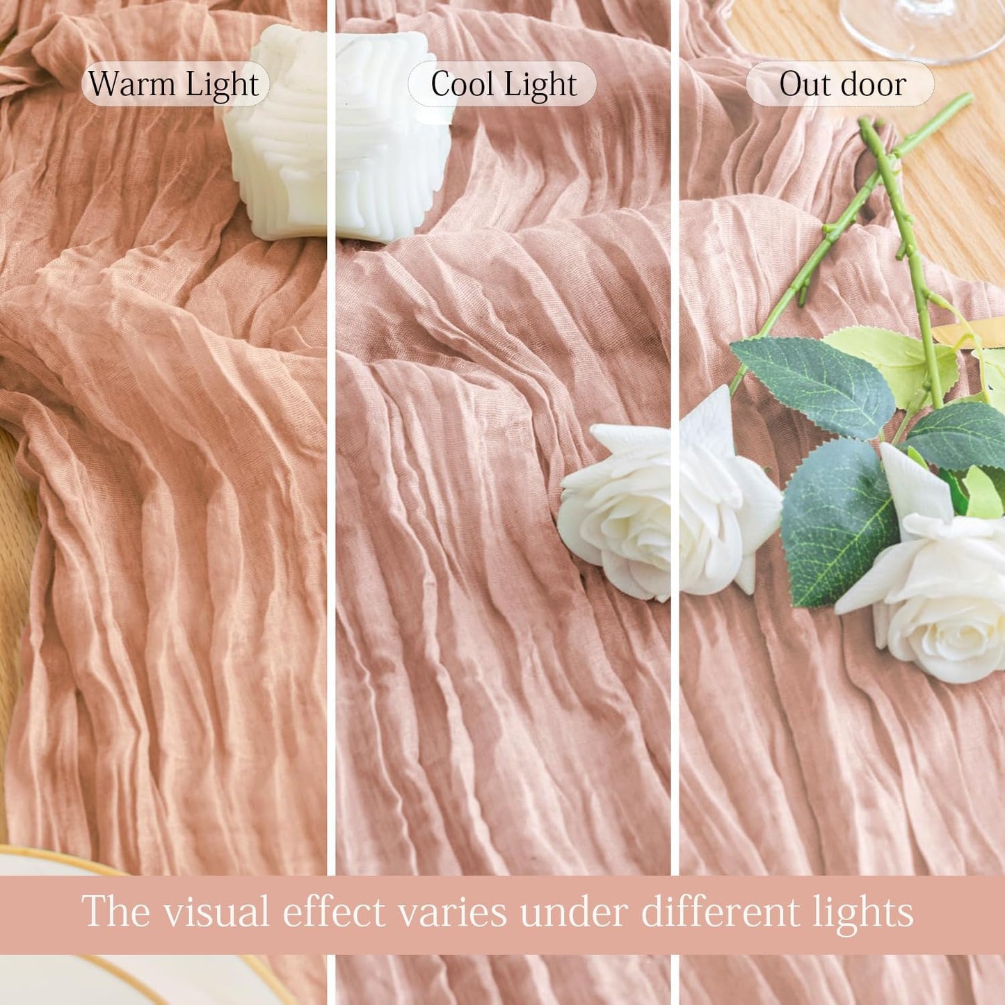 6 Pack Dusty Pink Cheesecloth Table Runner 23x120 inch Rustic Boho Gauze Table Runner 10 FT Long Sheer Cheese Cloth Fabric Table Runners for Romantic Wedding Bridal Shower Birthday Party Decor