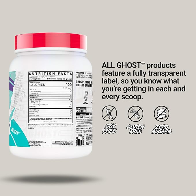 GHOST Clear Whey Isolate Protein Powder, Orange Cream - 1.4 LB Tub, 25G of Whey Protein - Post Workout Drink for Muscle Gain & Recovery – Sugar Free, Soy Free & Zero Fat, 20 Servings