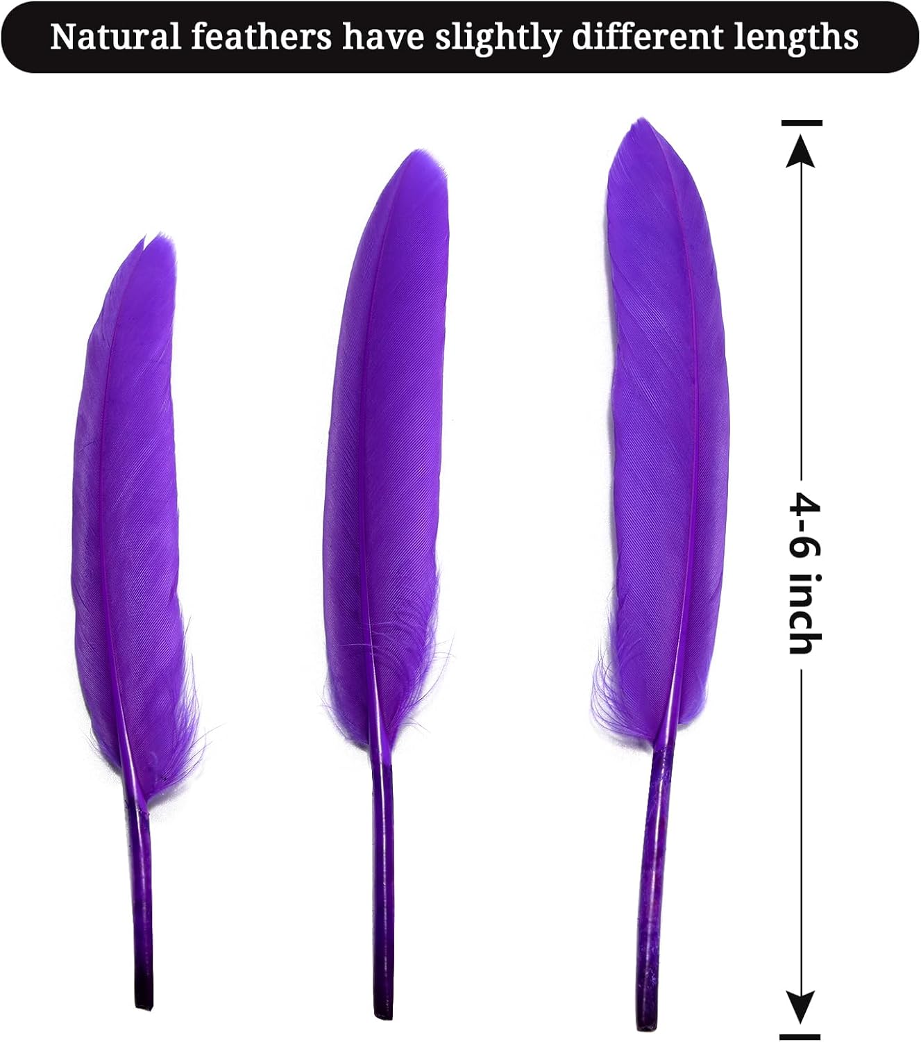 FeelfunFeather 120pcs Purple Goose Cochettes Feather Natural Bulk 4-6 inch 10-15cm for Wedding Party Christmas Halloween Decorations DIY Crafts Goose Cochettes Feather