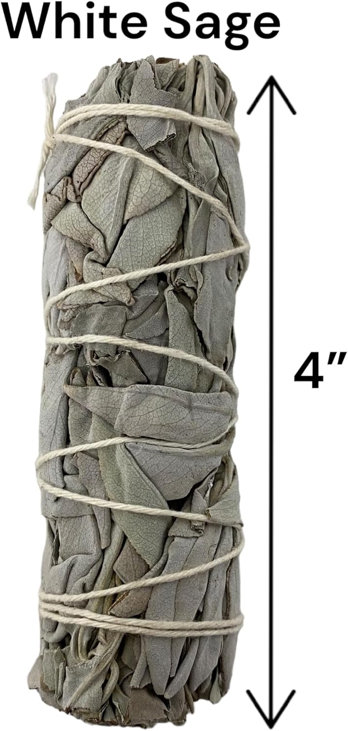 10 pcs White Sage & Palo Santo Smudge Kit Refill, 4-Inch Hand Tied, All Natural, Ethically Sourced for Home Cleansing, Clearing Negative Energy, & Promoting Positivity JC-097-Medium