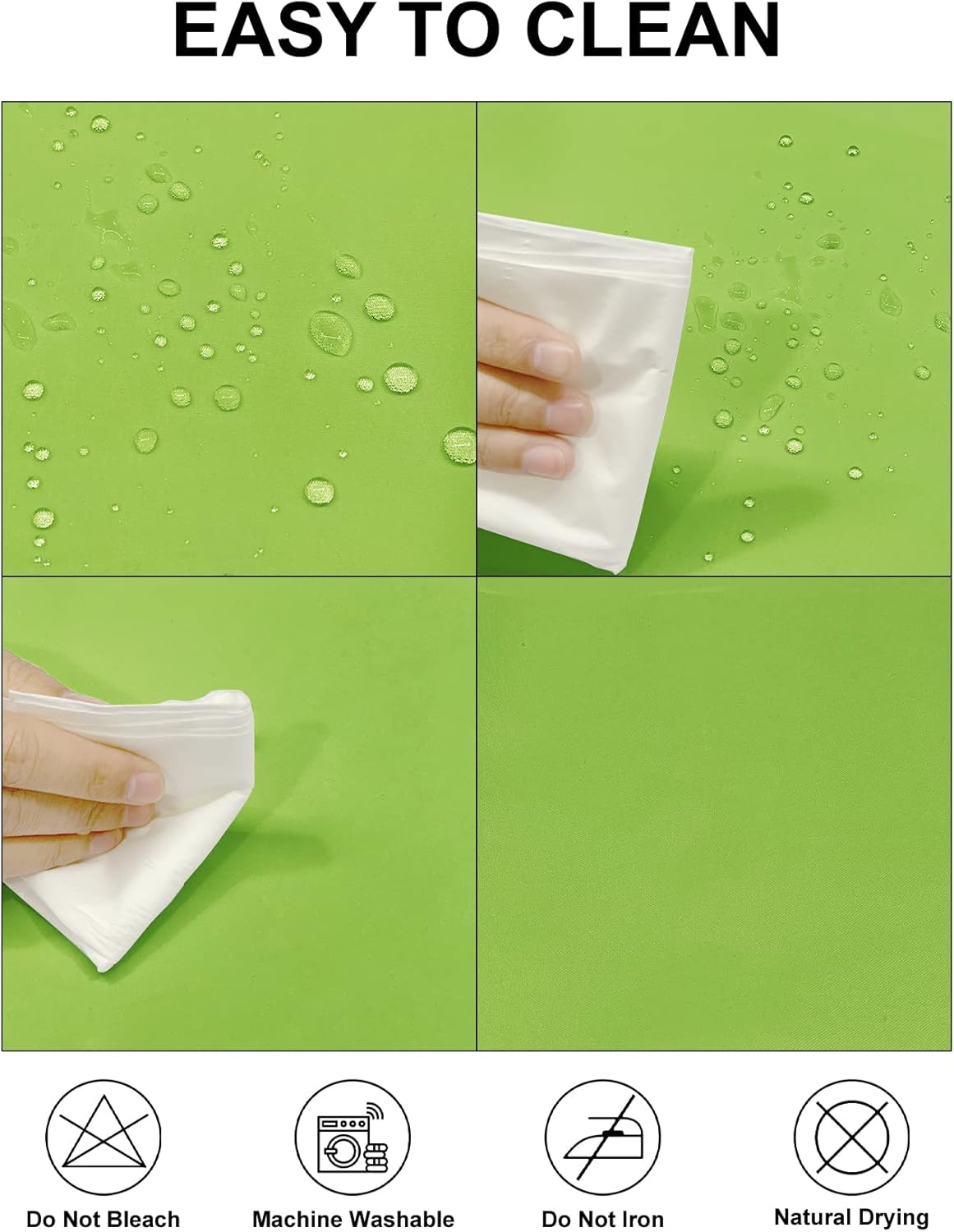 Fokitut 2 Pack Waterproof Round Tablecloth, 132 Inch, Stain Resistant and Wrinkle Polyester Table Cloth, Fabric Table Cover for Kitchen Dining, Wedding, Party, Holiday Dinner-Apple Green