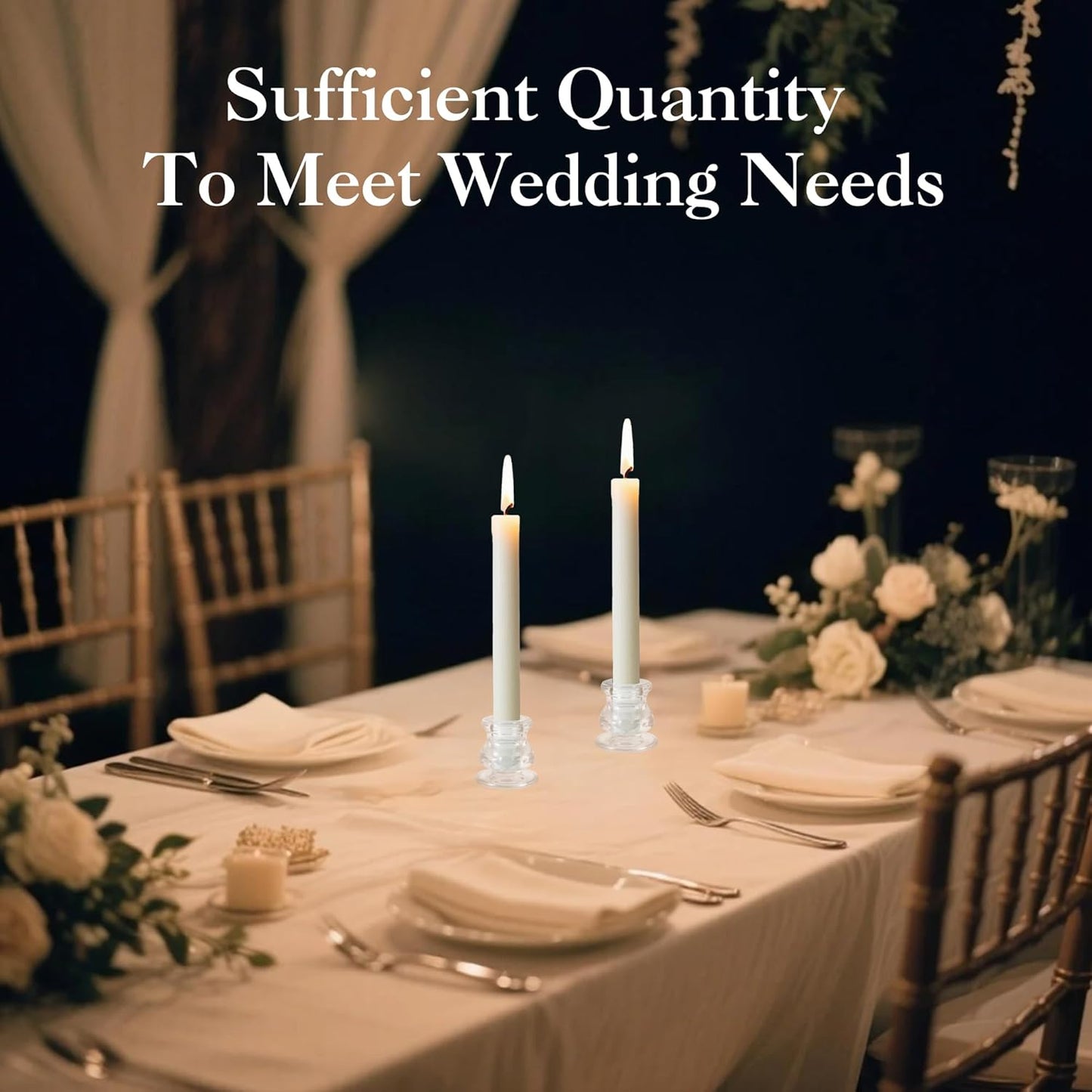 Garvee 24PCS Clear Glass Candlestick Holders Bulk, 2.2" H Taper Candle Holders for Wedding, Party, Dining Table and Holiday Decoration