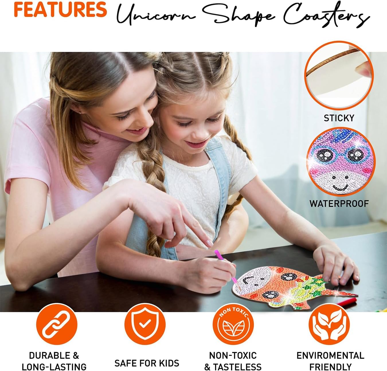 10 pcs Diamond Painting Coasters | Diamond Art Coasters | Unircorn Diamond Art Painting | Perfect Art Craft Gift for Unicorn Lover, Dad, Mom, Grandparents, Brother, Sister. (Unicorn)