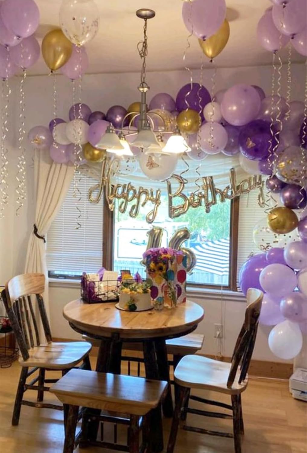 Purple and Gold Balloons, 50pcs 12 Inch Purple Gold White Balloons Metallic Purple Balloons Pastal Purple White Balloons for Purple Birthday Decorations Shower Princess Theme Party Decorations