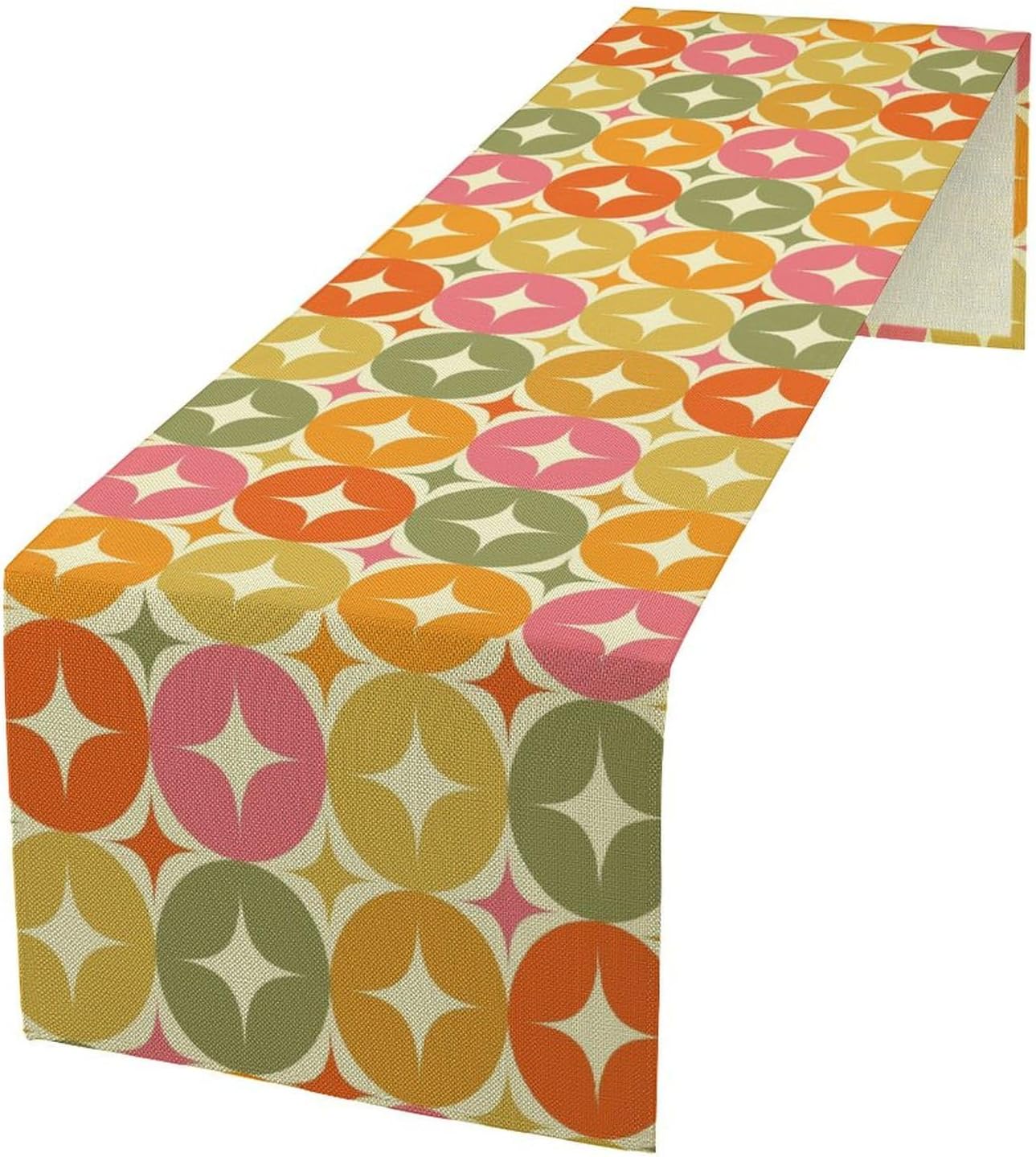Mid Century Table Runner, Flag Retro Atomic Starburst 1950s Abstract Geometric Space Tabletop Decoration for Home Kitchen Restaurant Table Flag 13x36 Inch