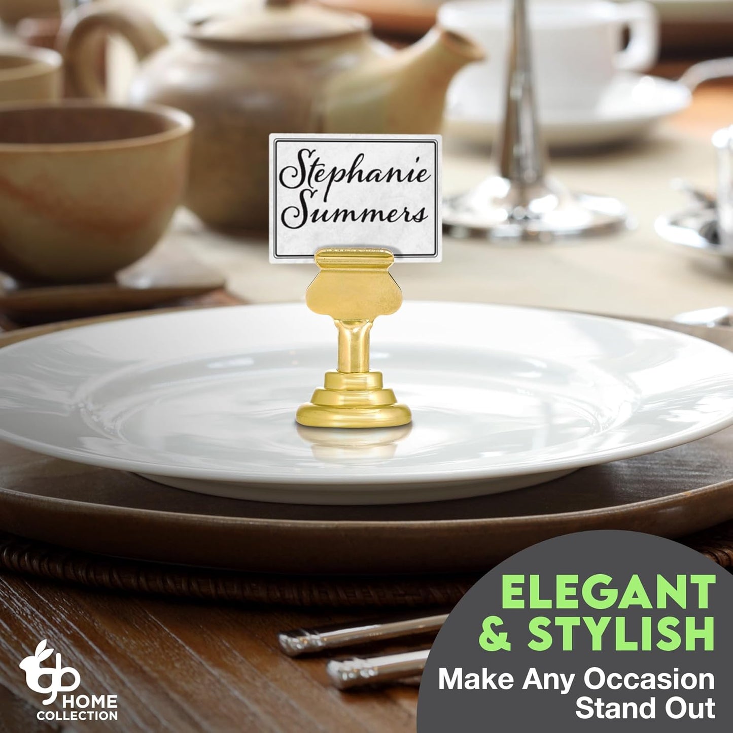 Gray Bunny Table Number Holders (16pc) Premium Gold Metal Place Card Holders for Wedding Party Table Decor Card Holder (1.7 inch tall)