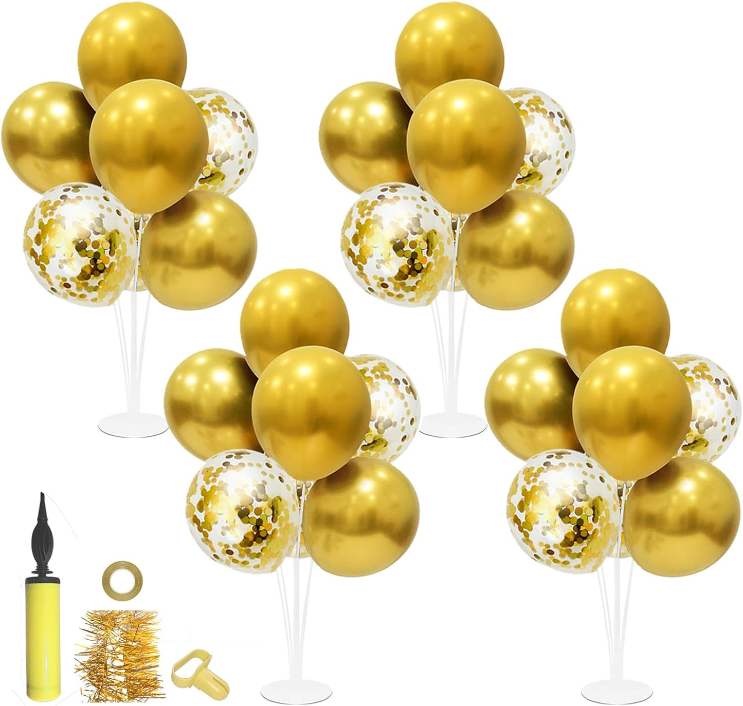 Gold Party Decorations Balloon Stand Centerpiece Table Decorations for Birthday Bridal Shower Graduation Wedding Anniversary Engagement Mother's Day Father's Day New Years 2025(Gold set4)