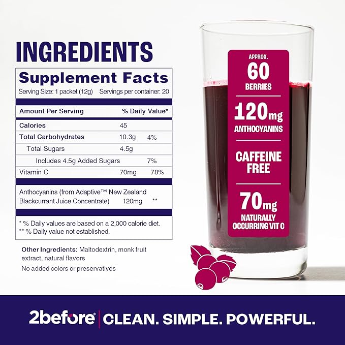 Blackcurrant I All Natural Vegan Pre Workout, Caffeine Free I Clean Energy, Endurance, Recovery I Pre Workout Women and Men I 20 x Individual Packets I Informed Sports Certified
