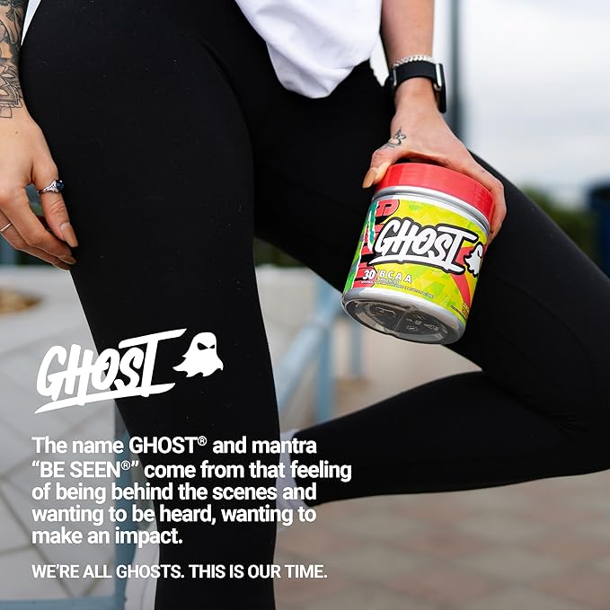 GHOST BCAA Powder Amino Acids Supplement, Lemon Crush - 30 Servings - Sugar-Free Intra, Post & Pre Workout Amino Powder & Recovery Drink, 7G BCAA