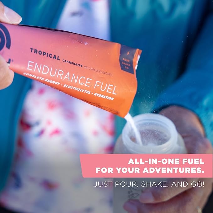 Tailwind Nutrition Endurance Fuel, Carbohydrate & Electrolyte Sports Drink Mix Powder, Gluten-Free, Vegan, Tropical Buzz, 30 Servings (Caffeinated)