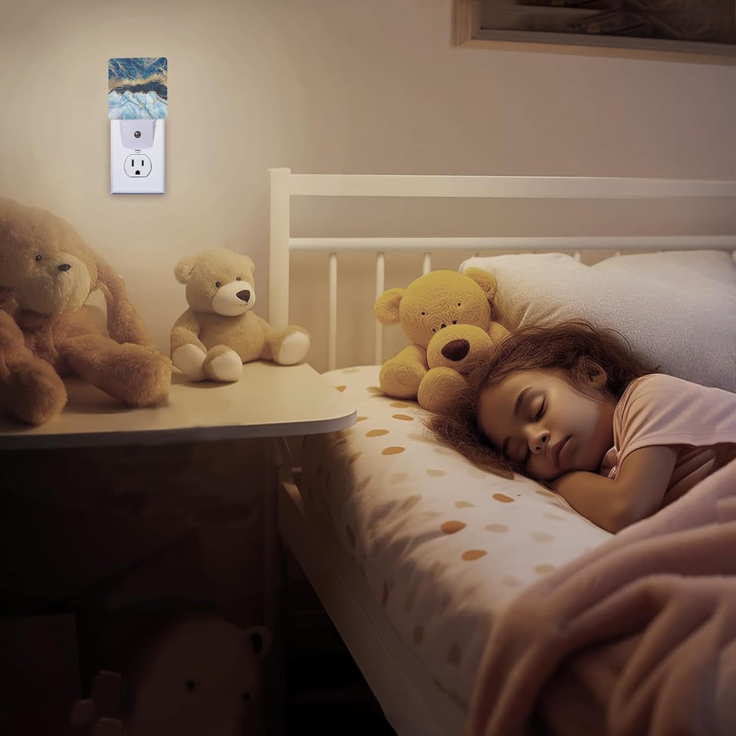 Blue Indigo Marble Night Light, Night Light Plug into Wall with Dusk to Dawn Sensor, LED Lamp Energy Saving Lights for Men Women Boys Girls,Lamp for Bedroom Bathroom Hallway