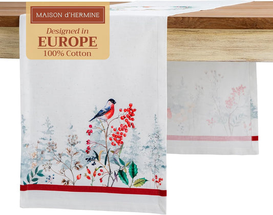 Maison d' Hermine Table Runner 100% Cotton Single Layer Table Runners 72 inches Long for Thanksgiving Christmas Decorations Home Kitchen Dining Party Wedding (Morzine, 14.5" x 72")
