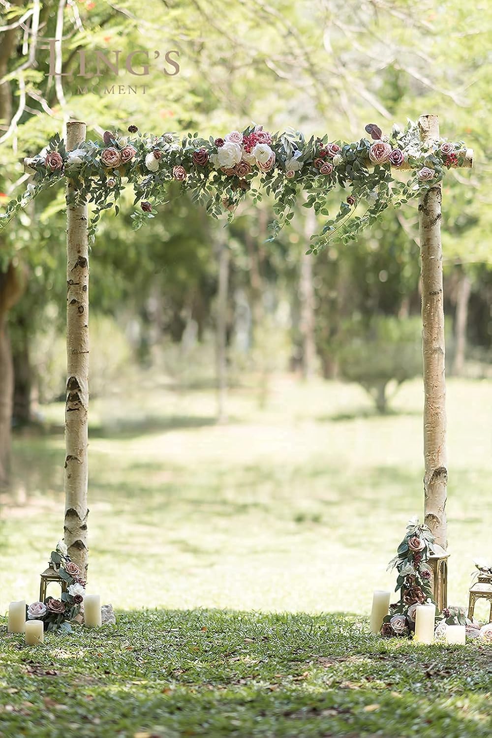 Ling's Moment 6.5FT Backdrop Floral Garland, Spring Artificial Wedding Arch Flowers Pink Decor, Blush Ceremony Reception Hanging Dusty Rose Arbor Arrangement Outdoor Party Swag Home Garden Decorations