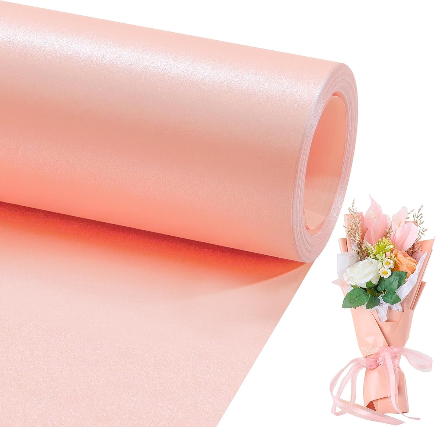 Matte Wrapping Paper Roll - Solid Color Pearly 17.3Inches X 39.4Feet Pink Shimmer Gift Wrapping Paper Roll Elegant Lustre Paper for Wedding,Valentine's Day,Birthday, Christmas,Baby Shower PAP11PK