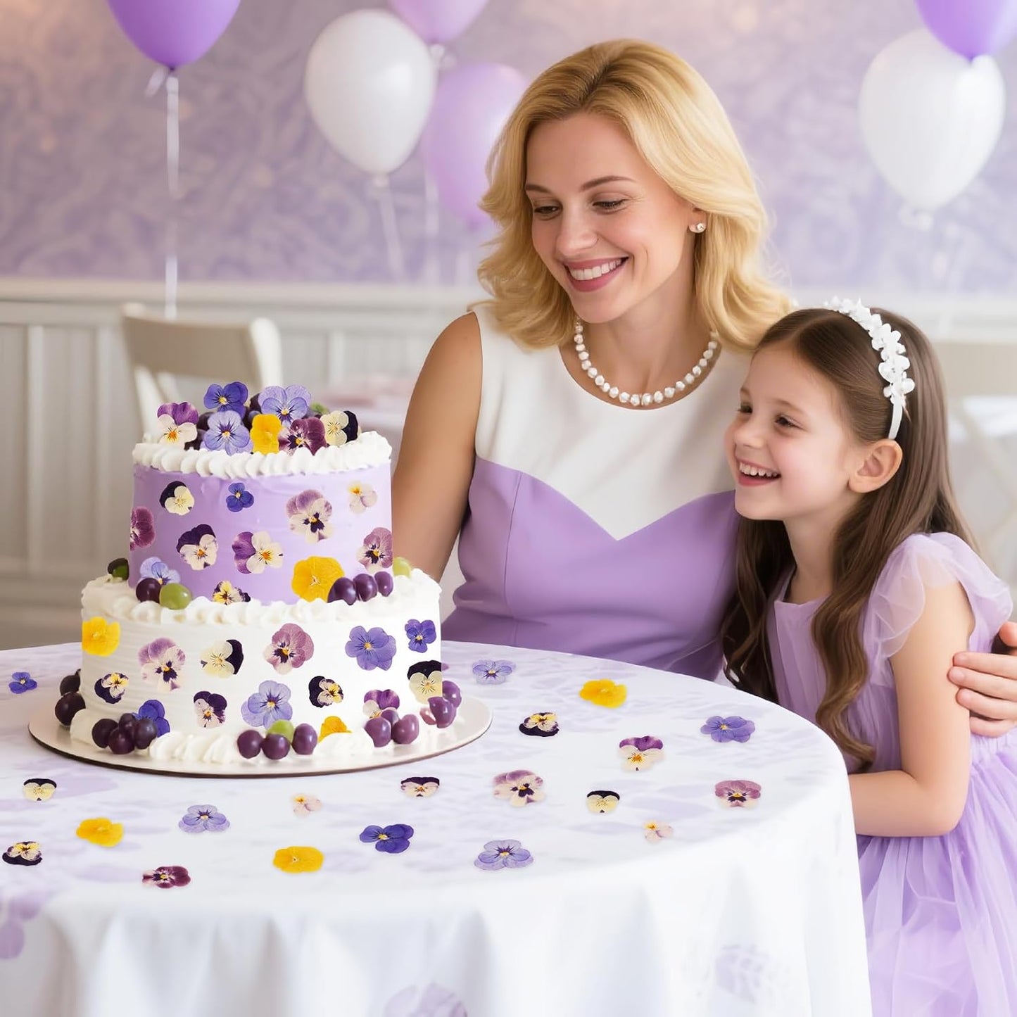 Dried Pressed Flowers Cake Topper 40 PCS Purple Tricolor Floral Cupcake Toppers Decoration Natural Dry Real Flowers for Cocktail Drink Crafts Resin Candle Soap DIY Art Jewelry Making