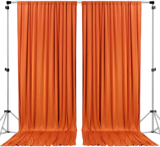 AK TRADING CO. 10 feet Wide x 12 feet Long Polyester Backdrop Drapes Curtains Panels with Rod Pockets - Wedding Ceremony Party Home Window Decorations - (Orange)