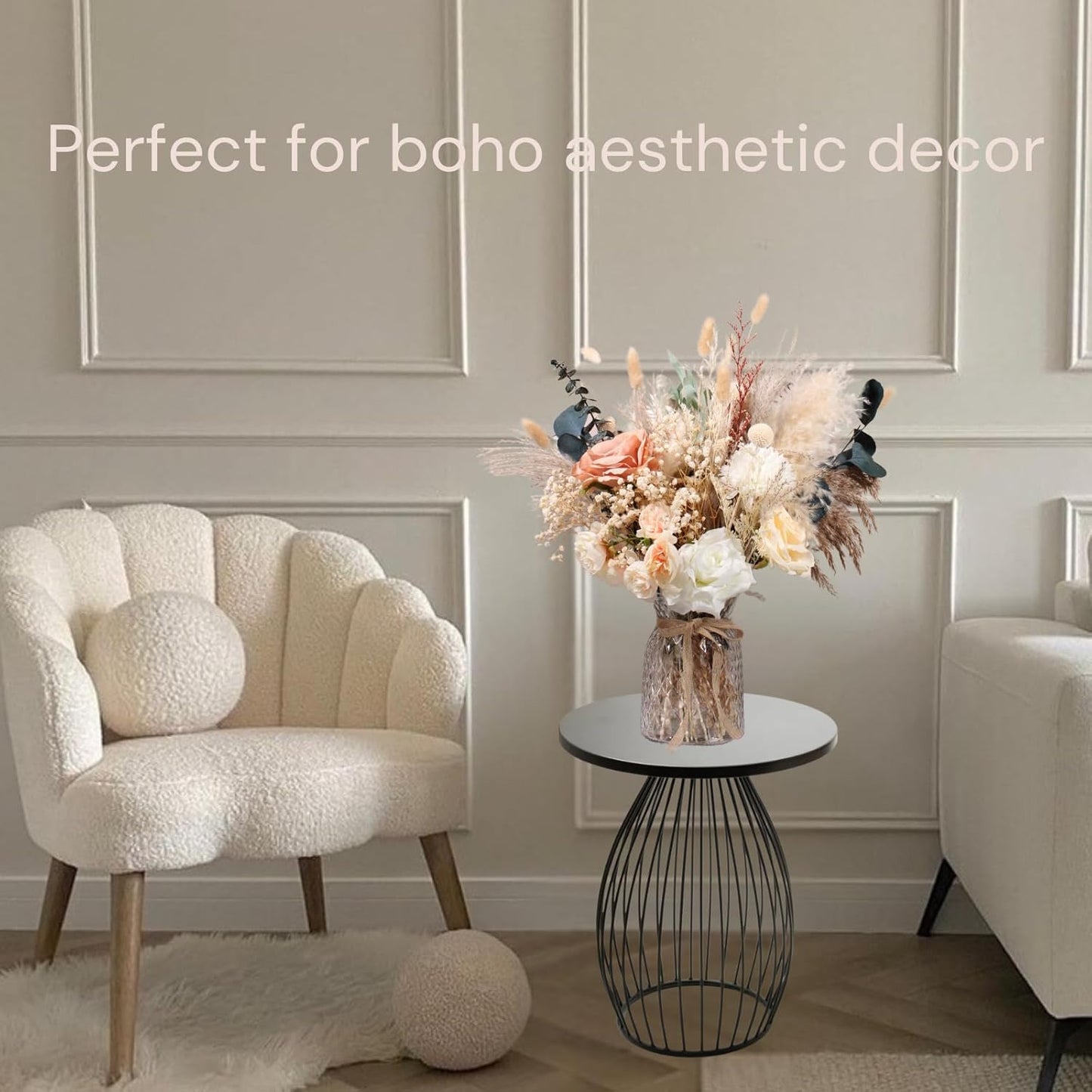 100pcs High End Artificial Flowers Dried Pampas Decor With Vase, Kitchen Island Decorations, Coffee Table Centerpiece Premium Decor, Thanksgiving Christmas Centro De Mesa de Comedor, Adornos Para Sala