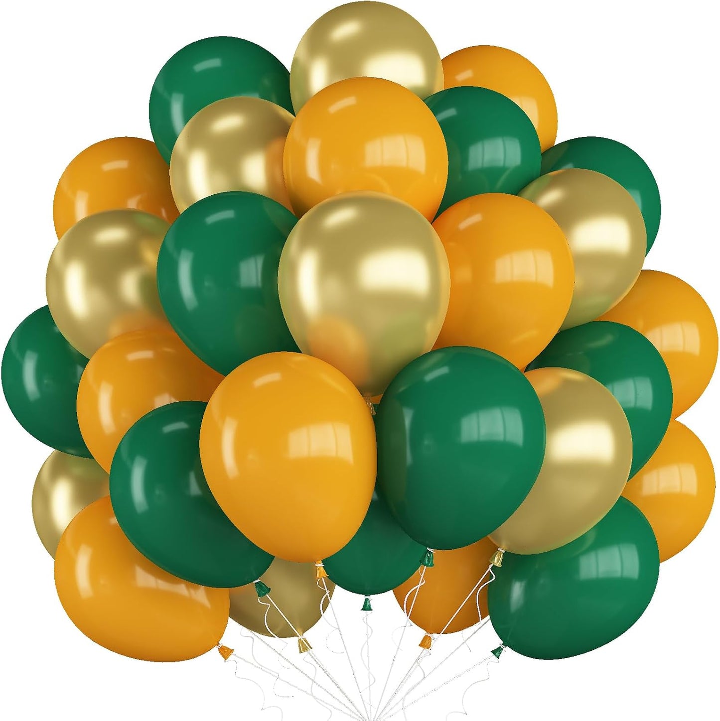 Green Yellow Gold Balloons, 12 Inch Dark Emerald Green Yellow Balloons, Sage Green Metallic Gold Balloon for Birthday Graduation St. Patrick's Day Tropical Summer Garden Party Decorations Supplies