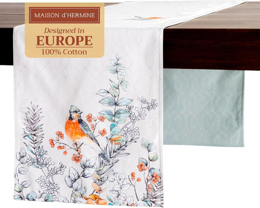 Maison d' Hermine Table Runner 100% Cotton Double Layer Table Runners 72 inches Long for Thanksgiving Christmas Decorations Home Kitchen Dining Party Wedding (Whitish Shabby Chique, 14.5" x 72")