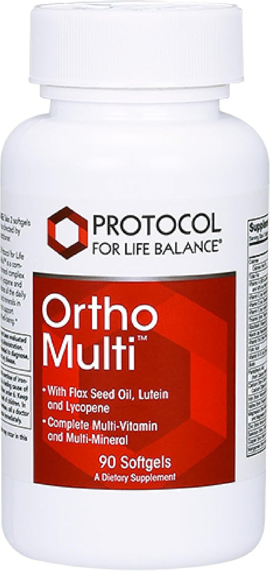 Protocol Ortho Multi - Complete Vitamins & Minerals Complex* - Multivitamin with Lutein, Lycopene & Flax Seed Oil - Egg Free & Keto Friendly - 90 Softgels