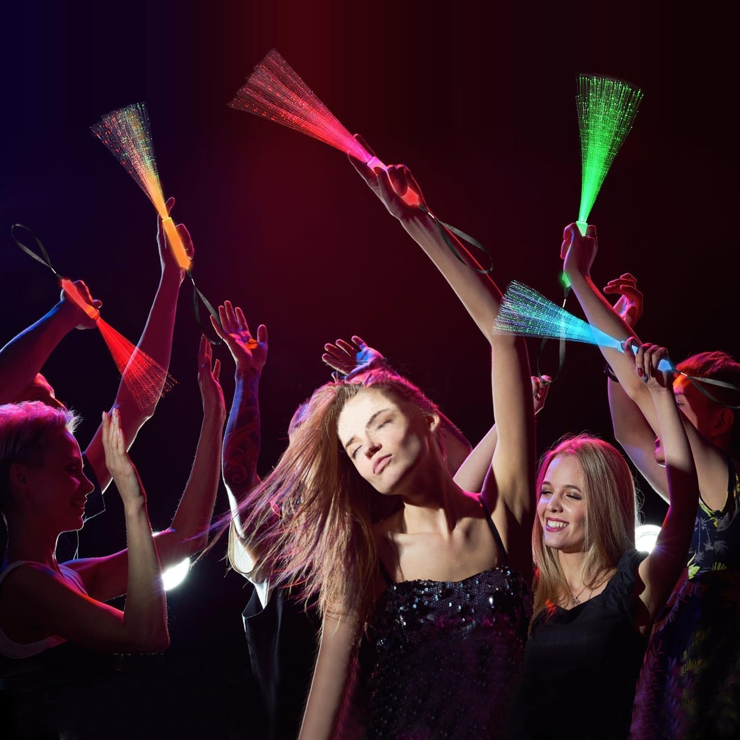 48 PCS Green Glow Fiber Wands Sticks LED Light Wands 3 Modes Flashing Fiber Optic Light Rod Bulk Fiber Optic Wands for Bar St. Patrick's Day Halloween Christmas