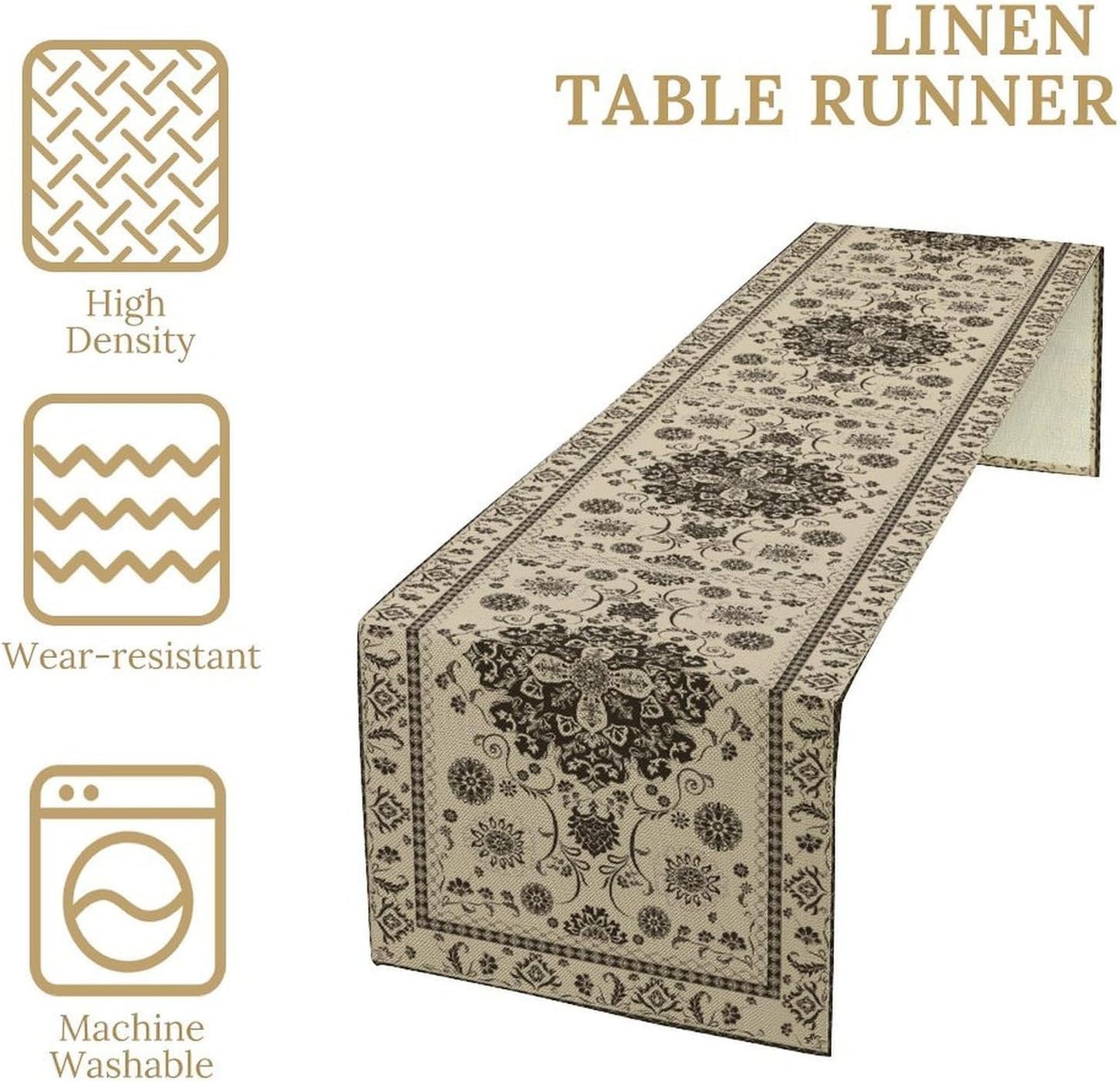 Boho Vintage Elegant Table Runner Farmhouse for Home Farmhouse Kitchen Table Dining Coffee Room Garden Party Wedding Decor 13x108in