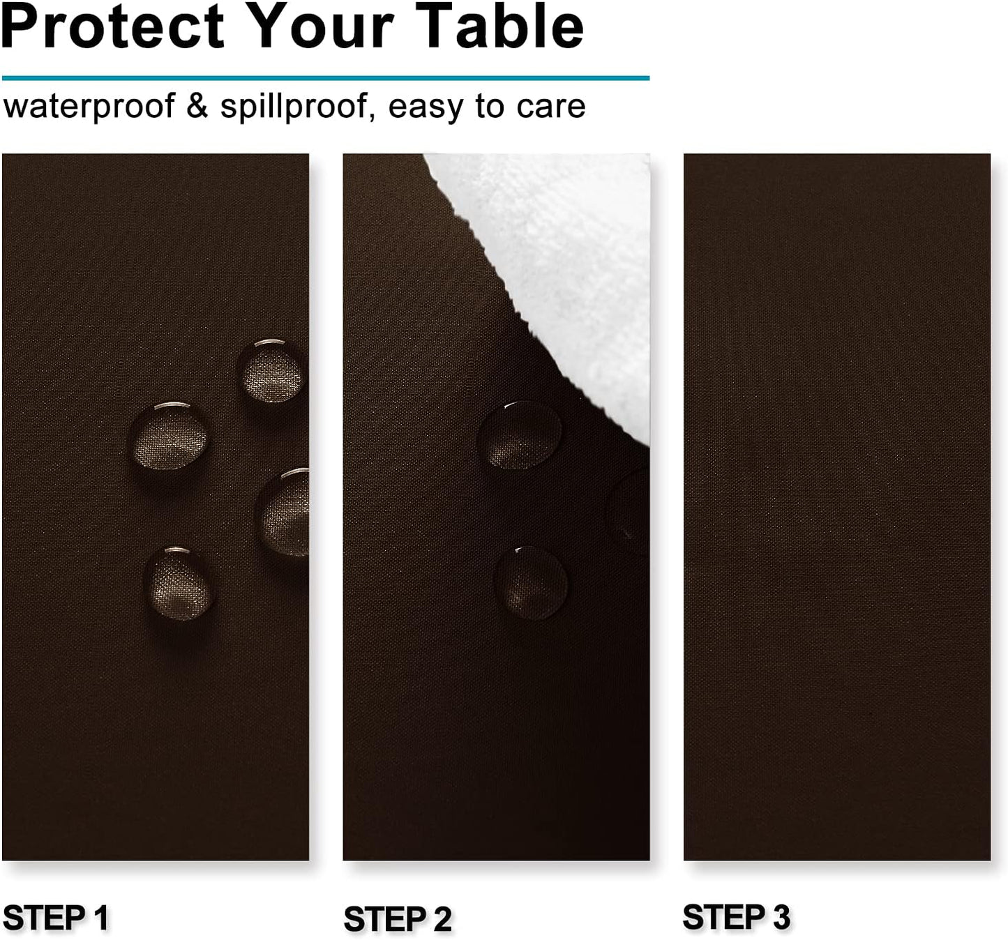 Hiasan Waterproof Tablecloth Rectangle - Washable Fabric Table Cloth for Dining Room Kitchen Birthday Party and Outdoor Use, Chocolate, 70 x 108 Inch