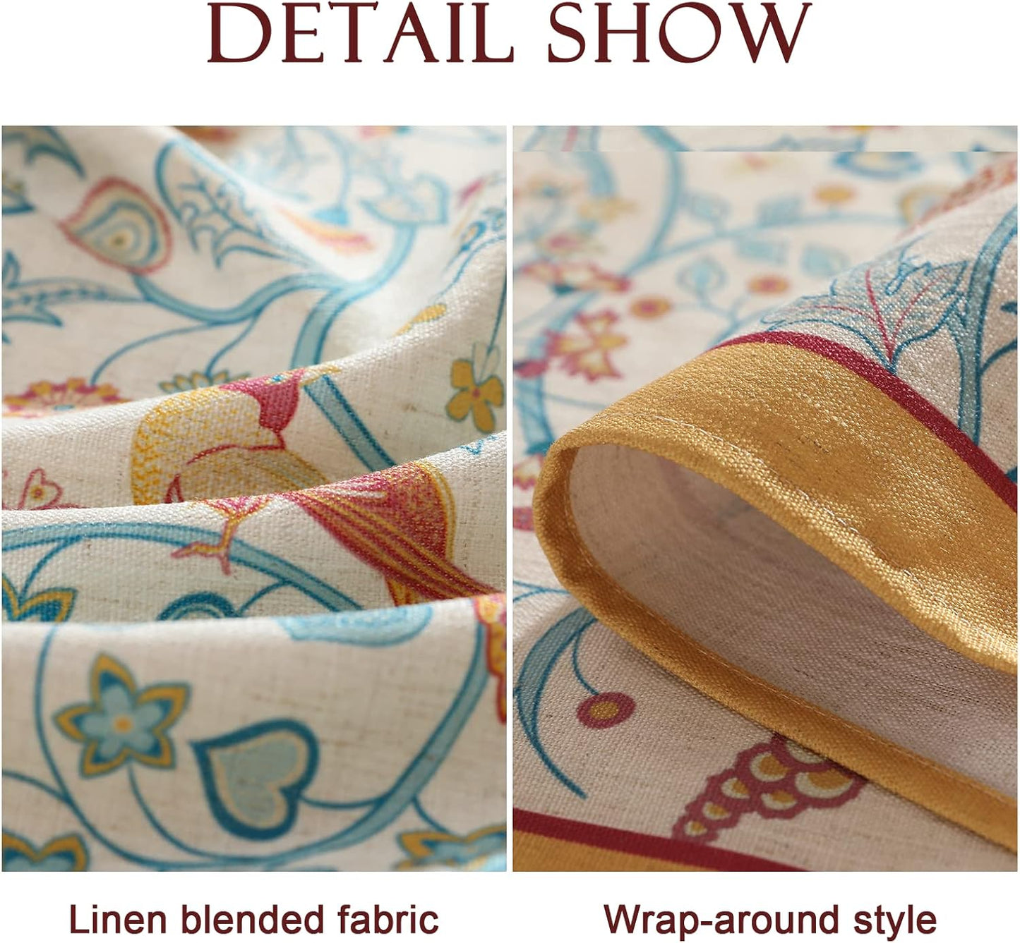 patdrea Designer French Tablecloth for Rectangle Table,Floral Birds Pattern Linen Long Table Cloth,Yellow Decorative Cover for Kitchen Dining Banquet,Christmas,Thanksgiving,63"x94"-Magnolia